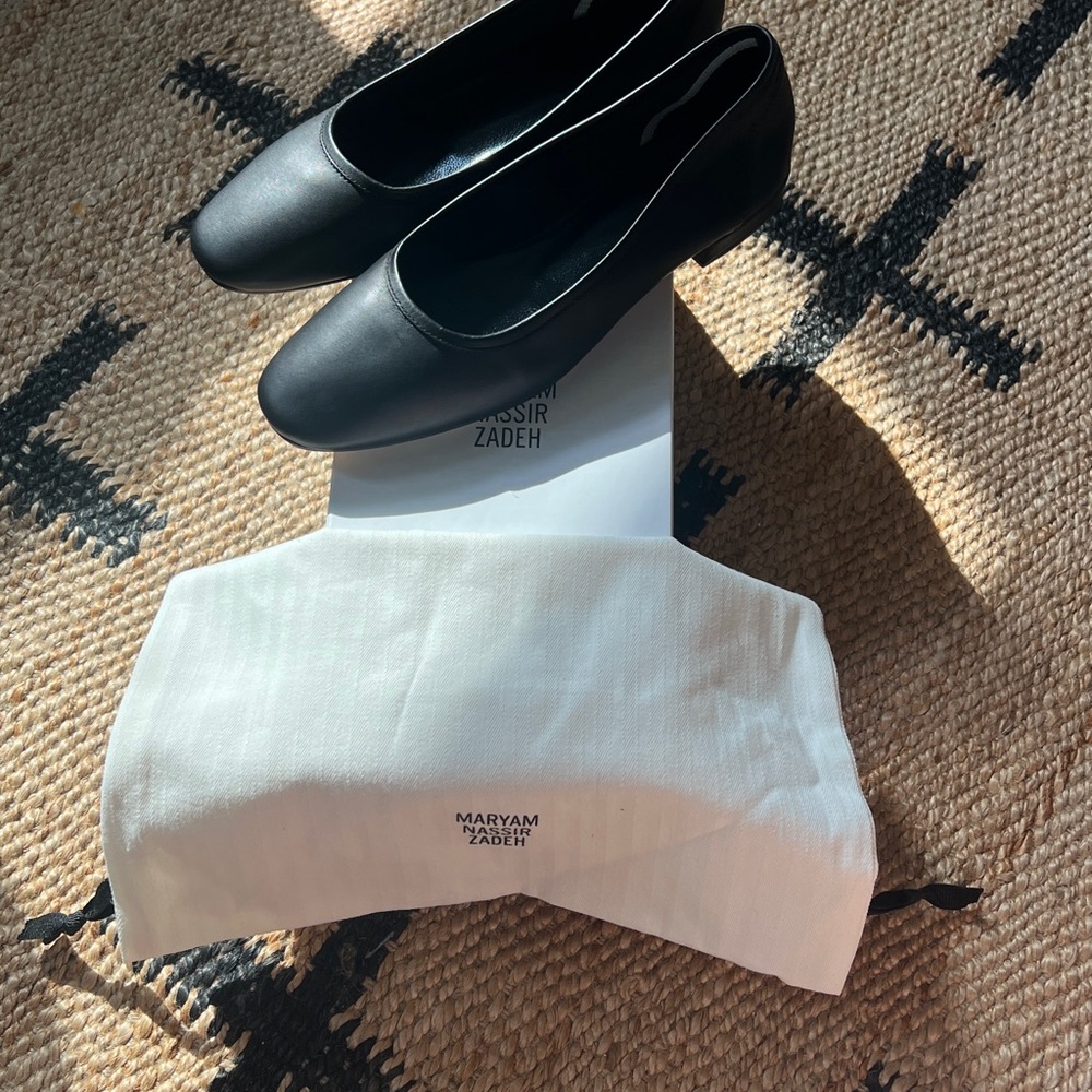 Maryam Nassir Zadeh Black Leather Flats - Picture 2 of 6